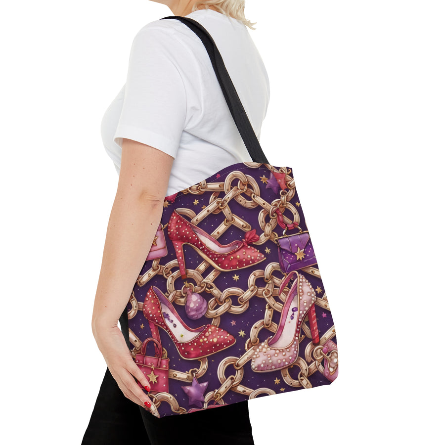 Chic Couture Crimson Glamorous Shopping Tote Bag