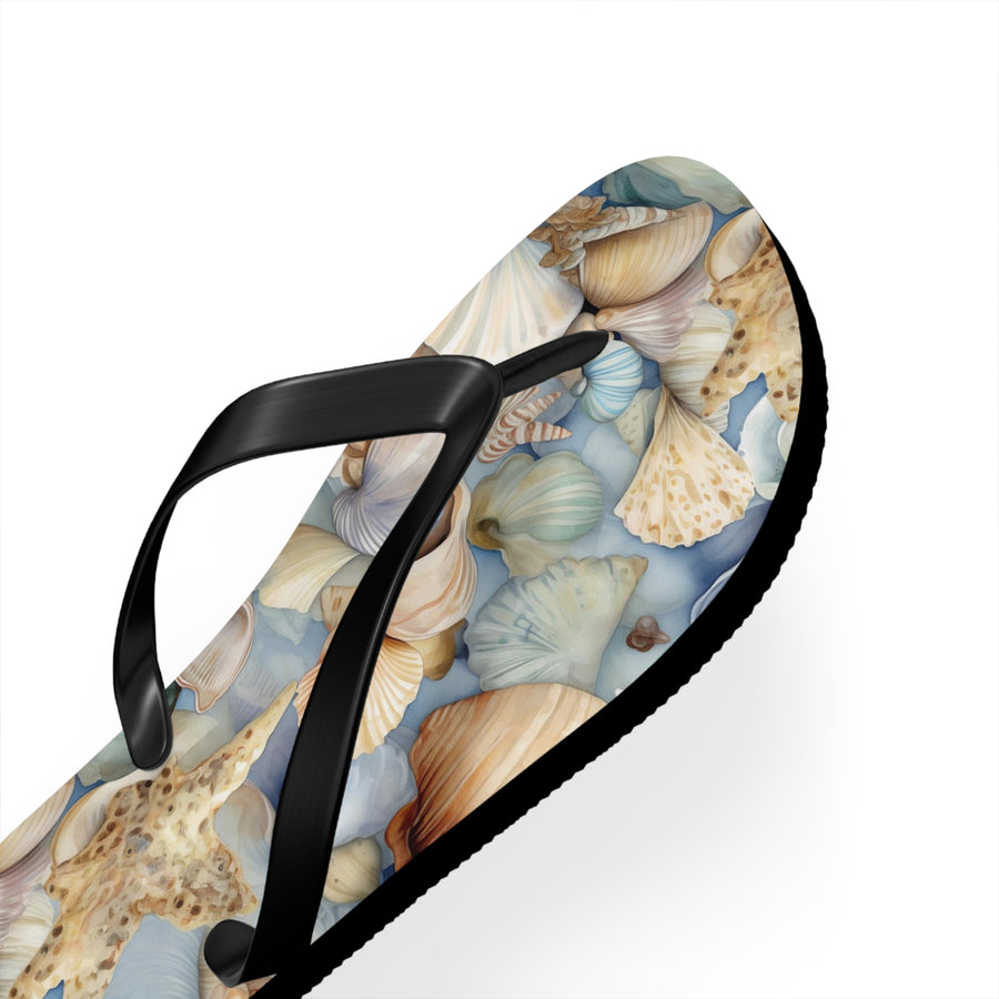 Seaside Serenity Seashell Flip-Flops: Walk in Coastal Comfort