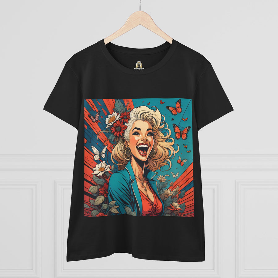 Happiness Laughter and Butterflies Marilyn Women's Midweight Cotton Tee