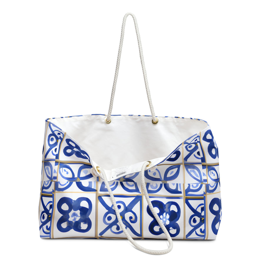 Azulejo Blue Tile Weekender Bag