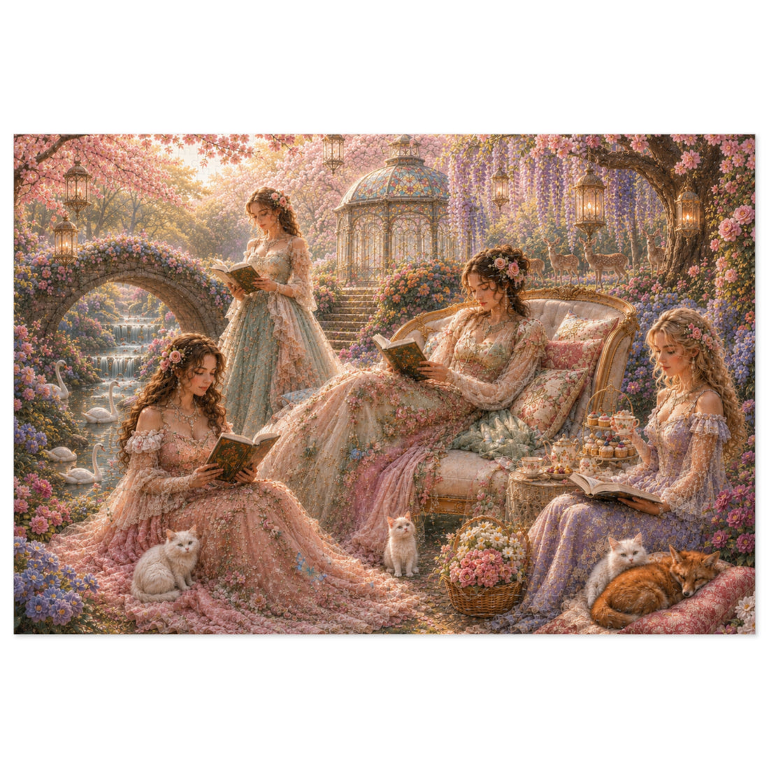 Regency Women Reading In Romantic Garden Puzzle | 1000 Piece Jigsaw