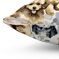 Puppy Days Silver Frolics Spun Polyester Square Pillow