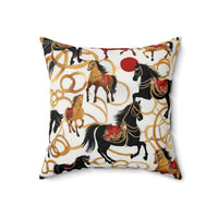 Elegant Designer Inspired Pillow With Horses and Chainlink from Yumigara