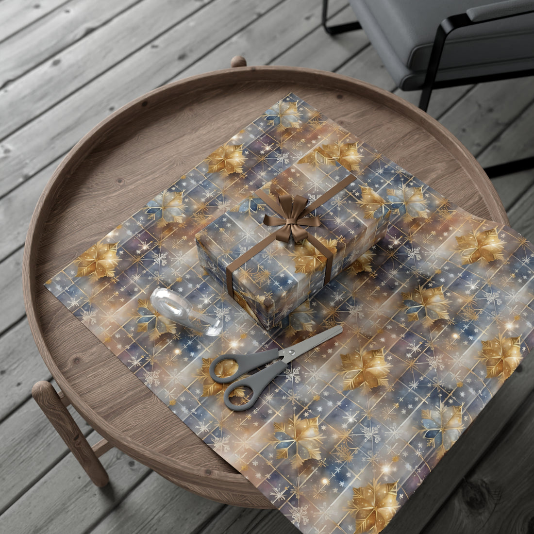 Glamorous Golden Snowflakes Wrap Papers