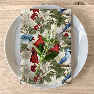 Holiday Feathers Table Napkins