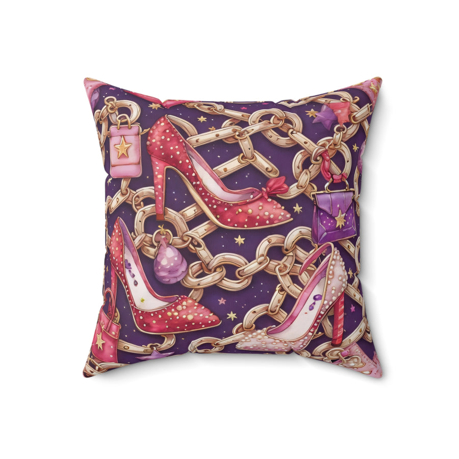 Yumigara Throw PIllow with Stilleto Heels and Small Purse Key Chains