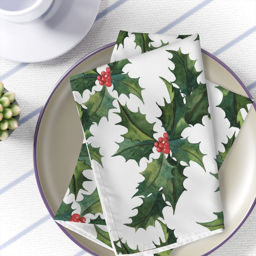 Holly Days Polyester Table Napkins