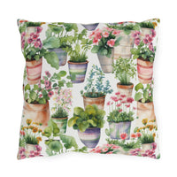 Colorful Flower Planters Patterned Outdoor Pillows