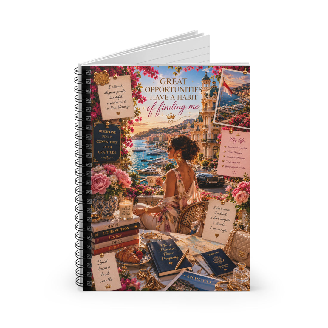 Great Opportunities Find Me (Pink Floral)Spiral Notebook - Ruled Line