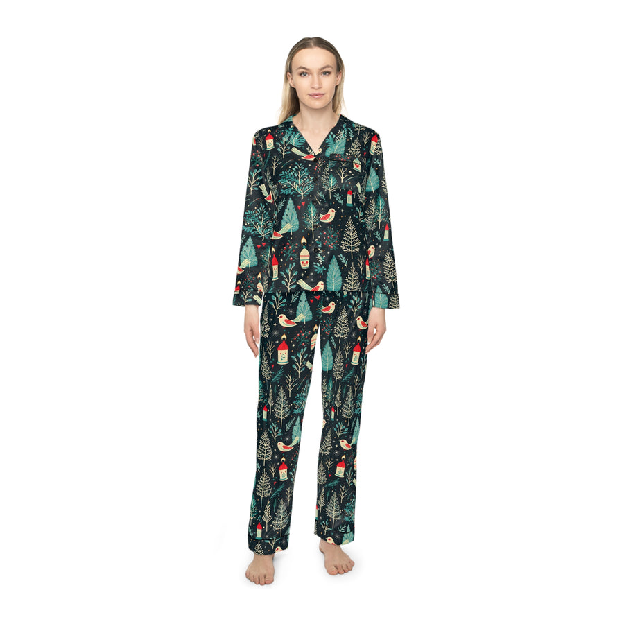 Holiday Tweets Women's Luxury Satin Pajamas