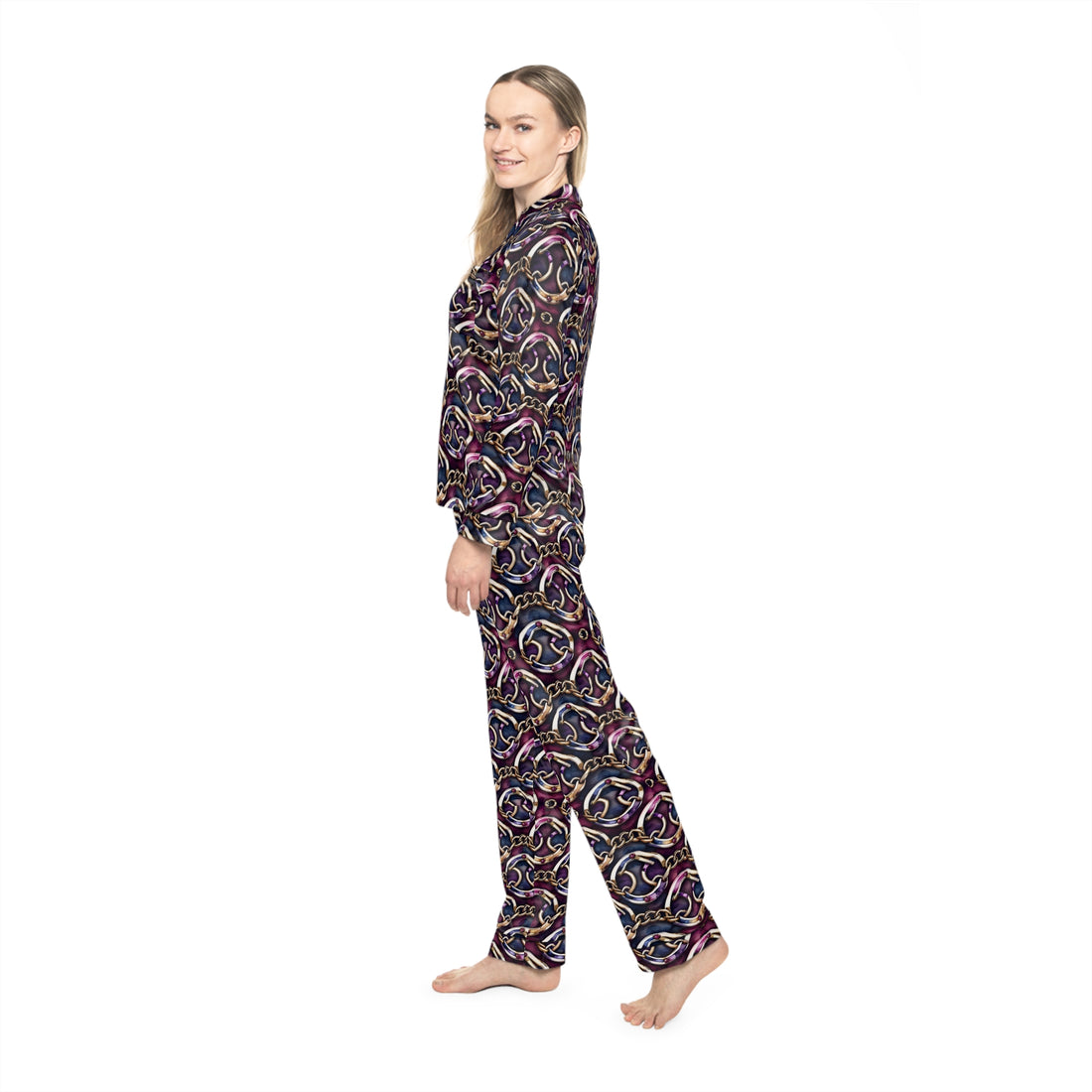 Enchanting Nightfall Chainlink Women's Luxury Satin Pajamas