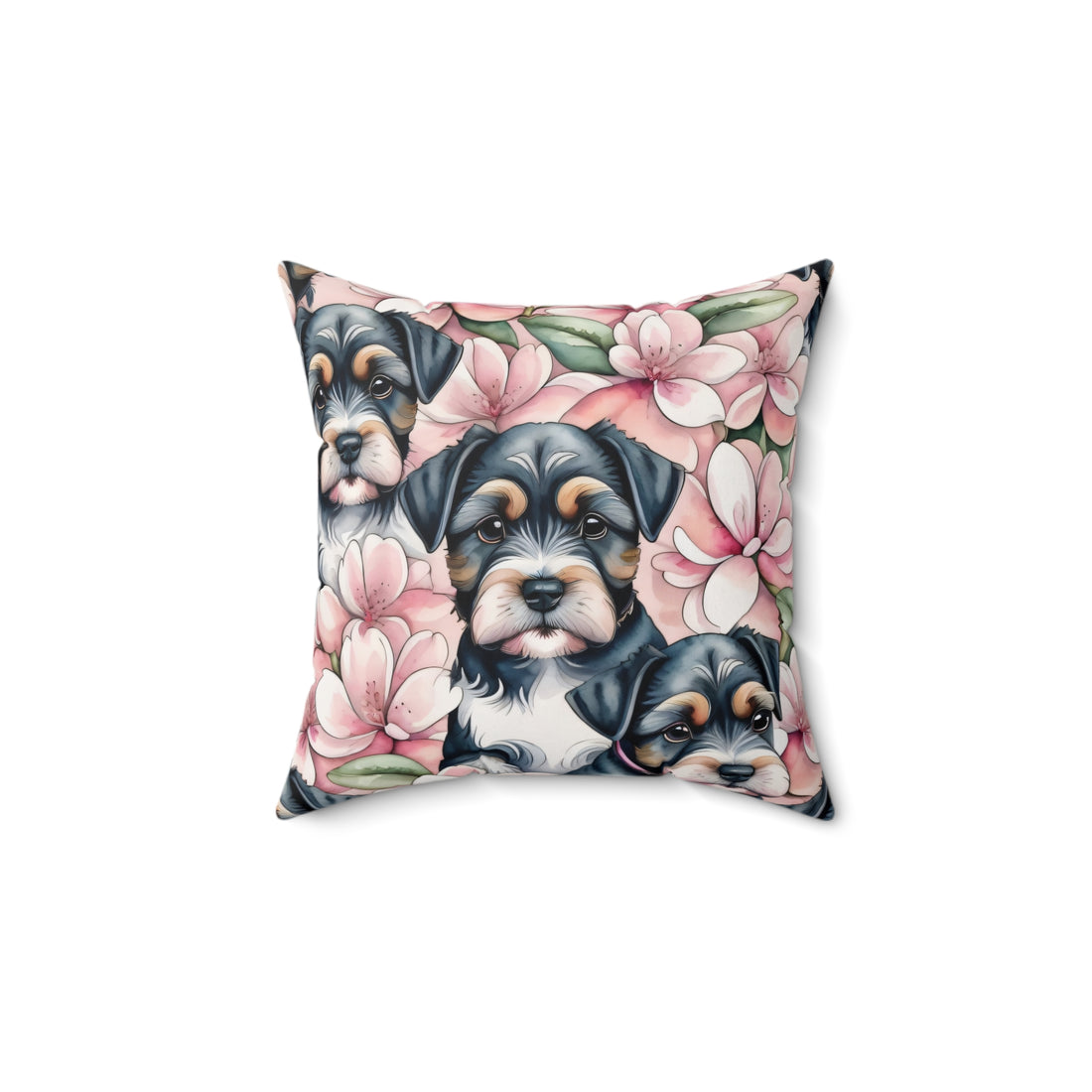 Sakura Schnauzer Magnolia Spun Polyester Square Pillow