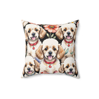Golden Doodle Poppies Spun Polyester Square Pillow