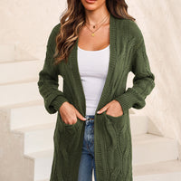 Cable-Knit Dropped Shoulder Cardigan