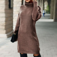 Turtleneck Dropped Shoulder Mini Sweater Dress