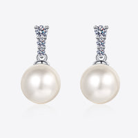 Moissanite Pearl Drop Earrings