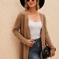 Openwork Horizontal Ribbing Open Front Cardigan