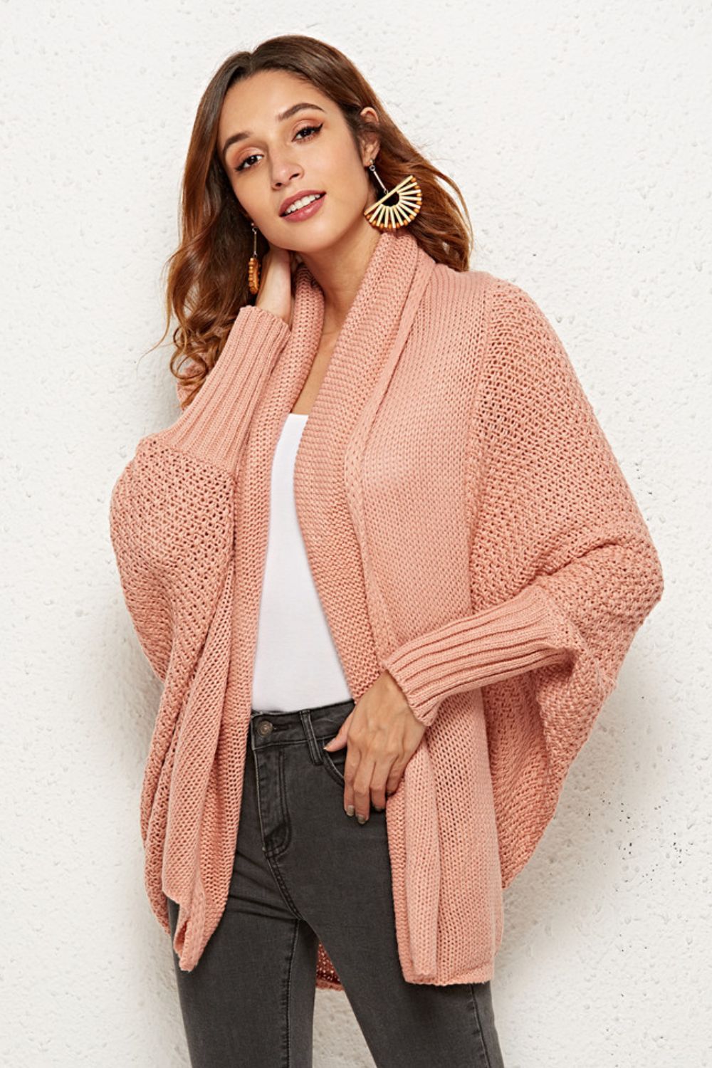 Spread Your Wings And Fly Open Front Dolman Sleeve Longline Cardigan