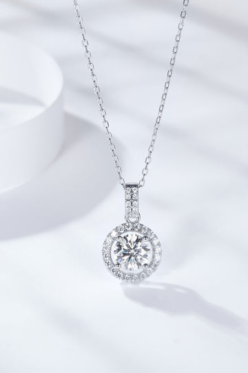 Luna Moon 2 Carat Moissanite Round Pendant Necklace