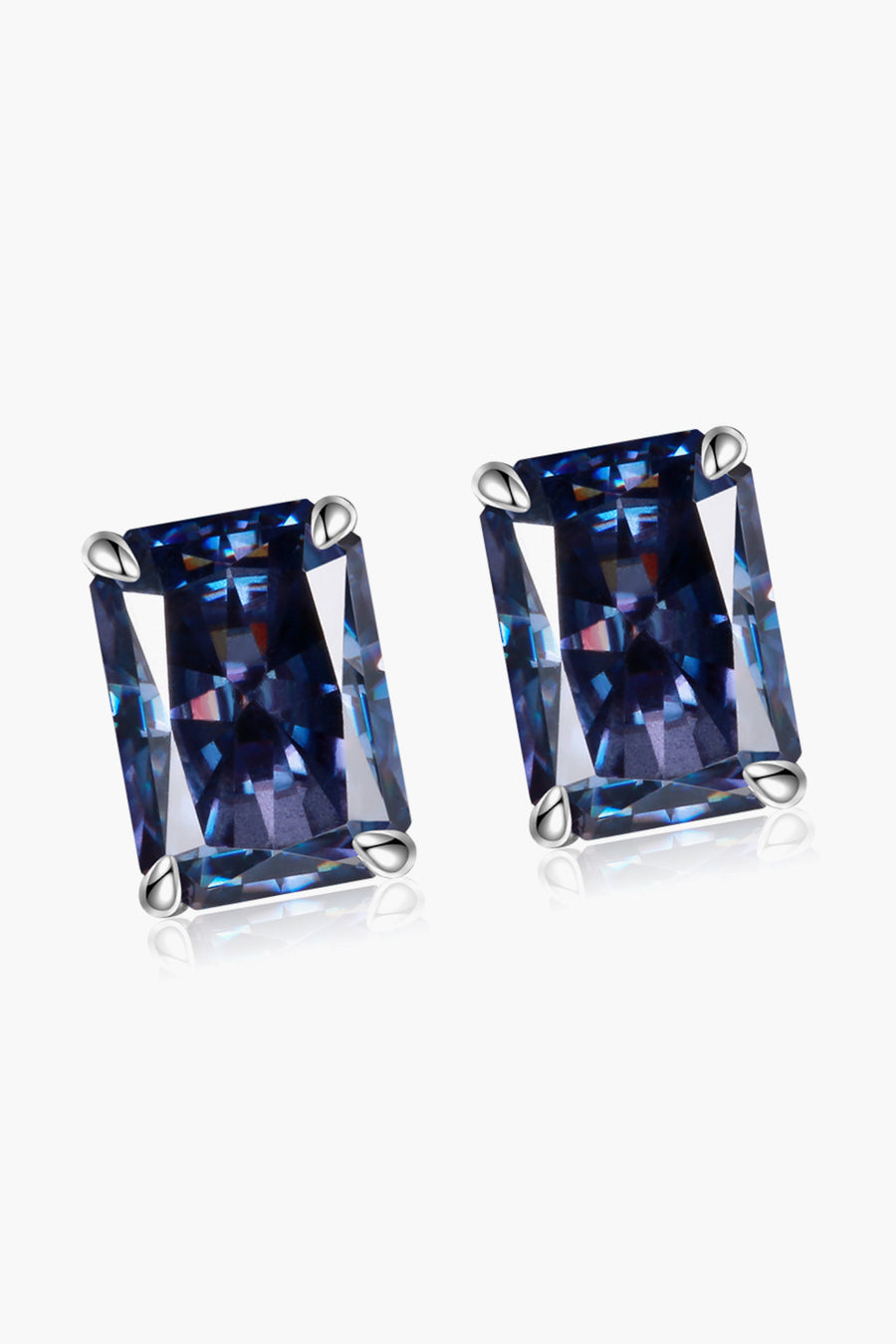 Midnight Mystique 2 Carat Rectangle Moissanite 4-Prong Stud Earrings