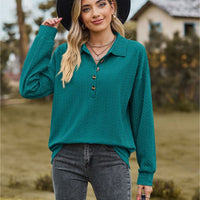 Collared Neck Long Sleeve Blouse