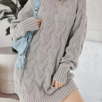 Cable-Knit Turtleneck Sweater Dress