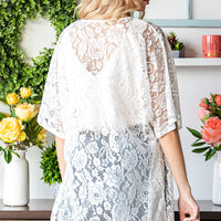 Open Front Half Sleeve Lace Cardigan