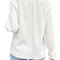 Ribbed Flounce Sleeve Blouse