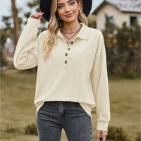 Collared Neck Long Sleeve Blouse
