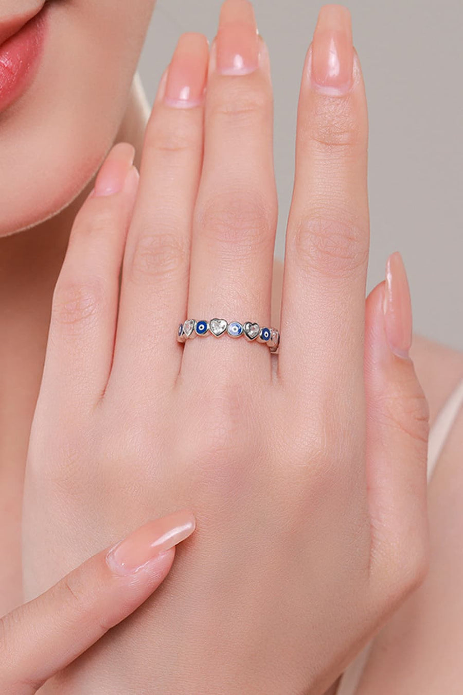 Love and Protection 925 Sterling Silver Heart Shape Zircon Ring