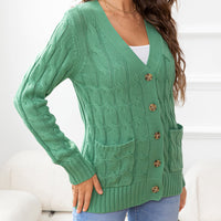 Work to Vacay Button Down Cable-Knit Cardigan