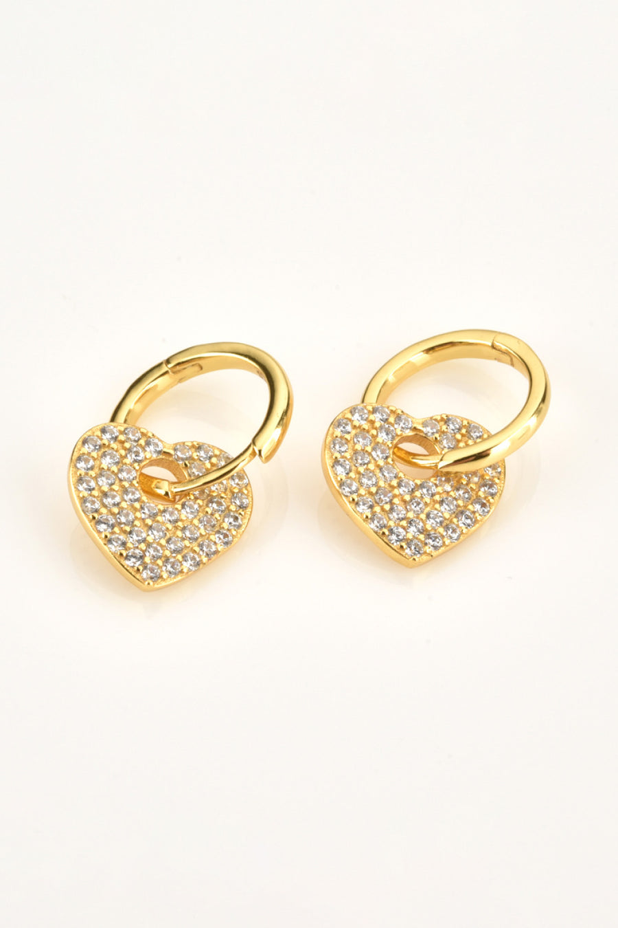 Open My Heart Zircon Heart Drop Huggie Earrings