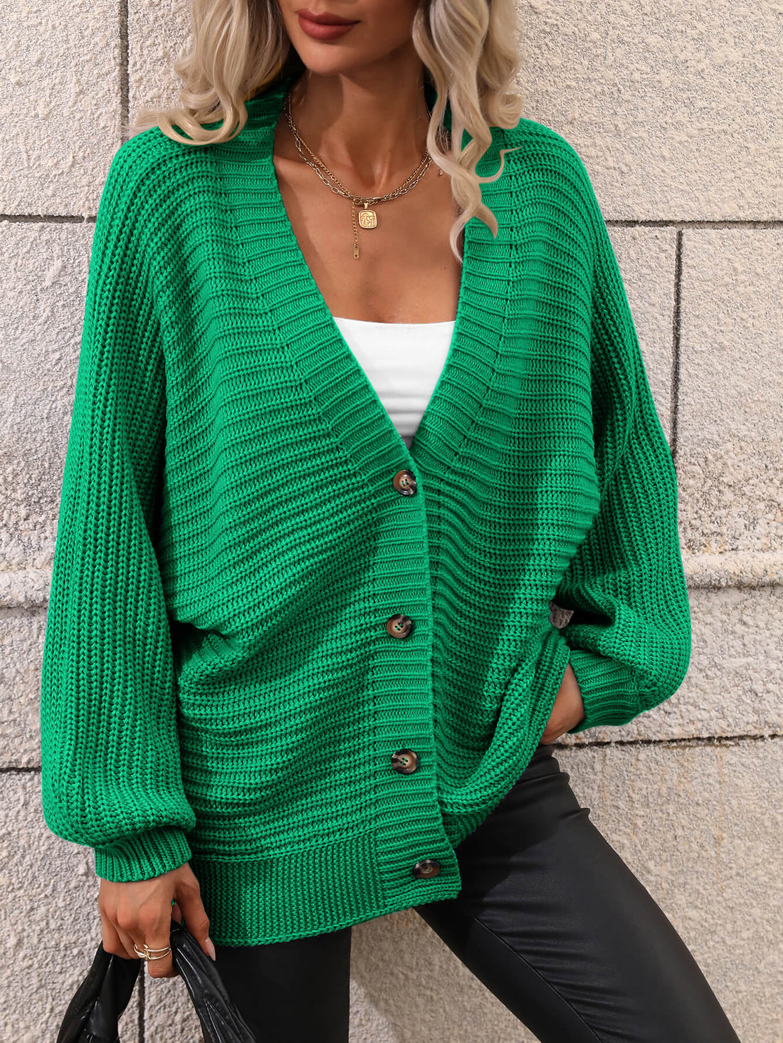 Casual but Classy Button Down Horizontal-Ribbing Longline Cardigan