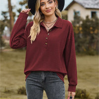 Collared Neck Long Sleeve Blouse