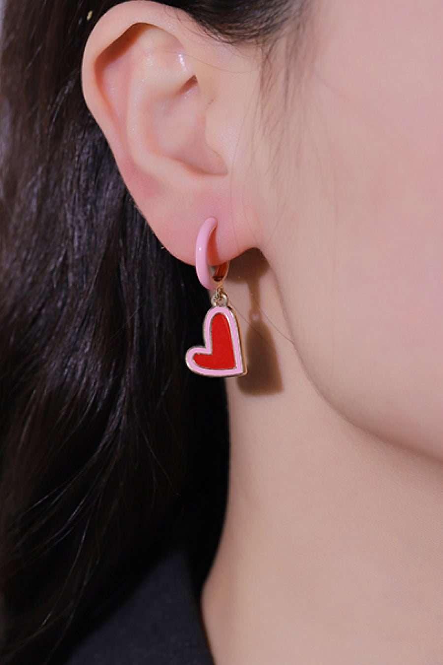 Wholesale 5 Pair Contrast Heart-Shaped Drop Earrings
