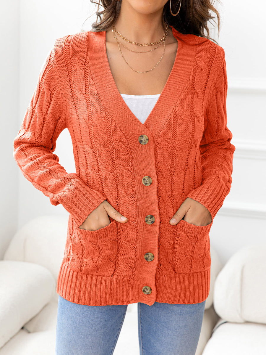 Work to Vacay Button Down Cable-Knit Cardigan