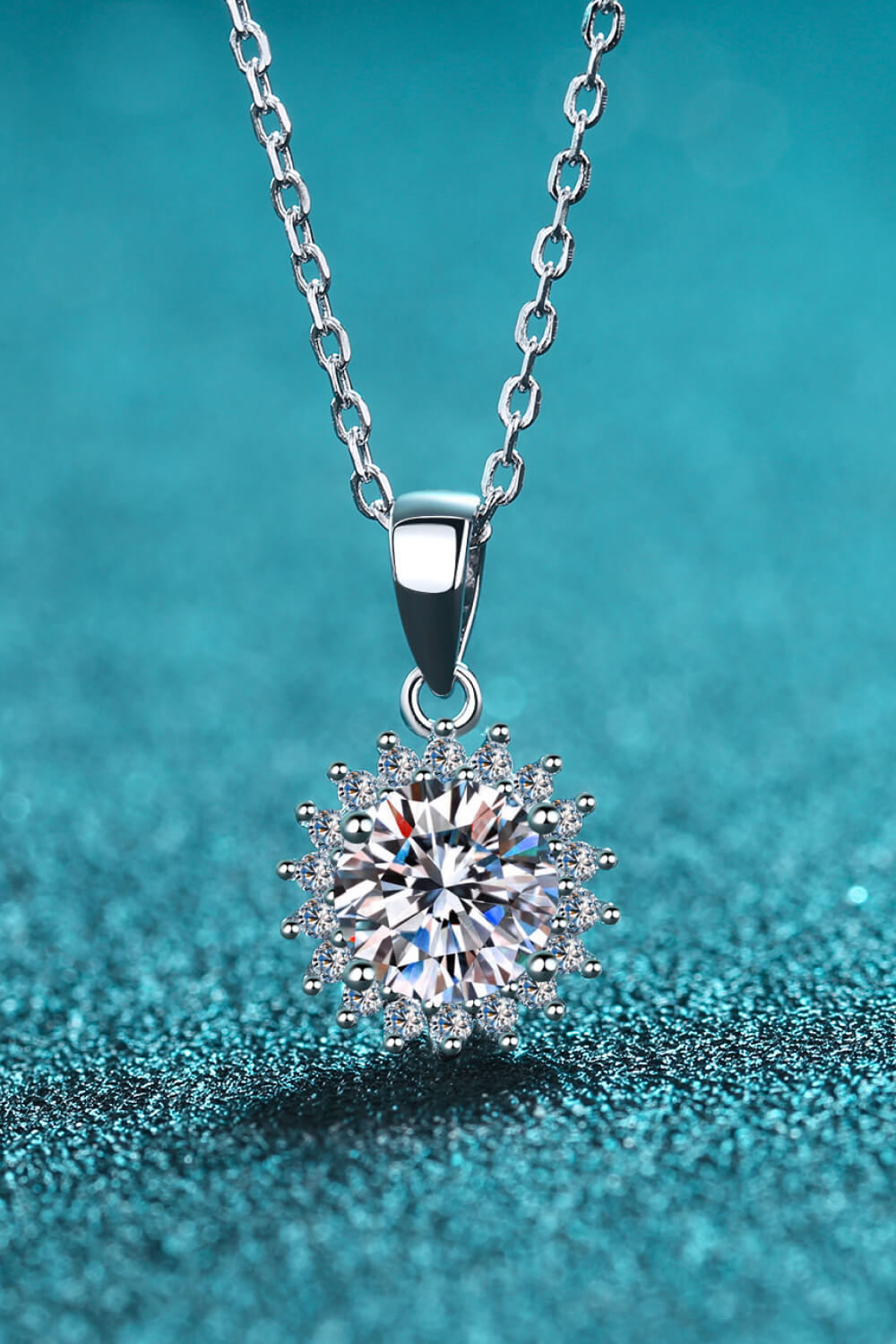 Sunshine Ray 925 Sterling Silver Moissanite Pendant Necklace