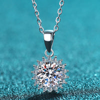 Sunshine Ray 925 Sterling Silver Moissanite Pendant Necklace