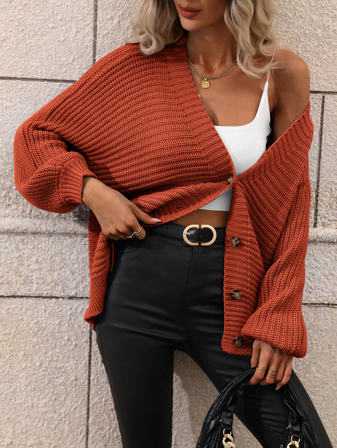 Casual but Classy Button Down Horizontal-Ribbing Longline Cardigan