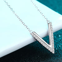 Sterling Silver V Letter Pendant Necklace