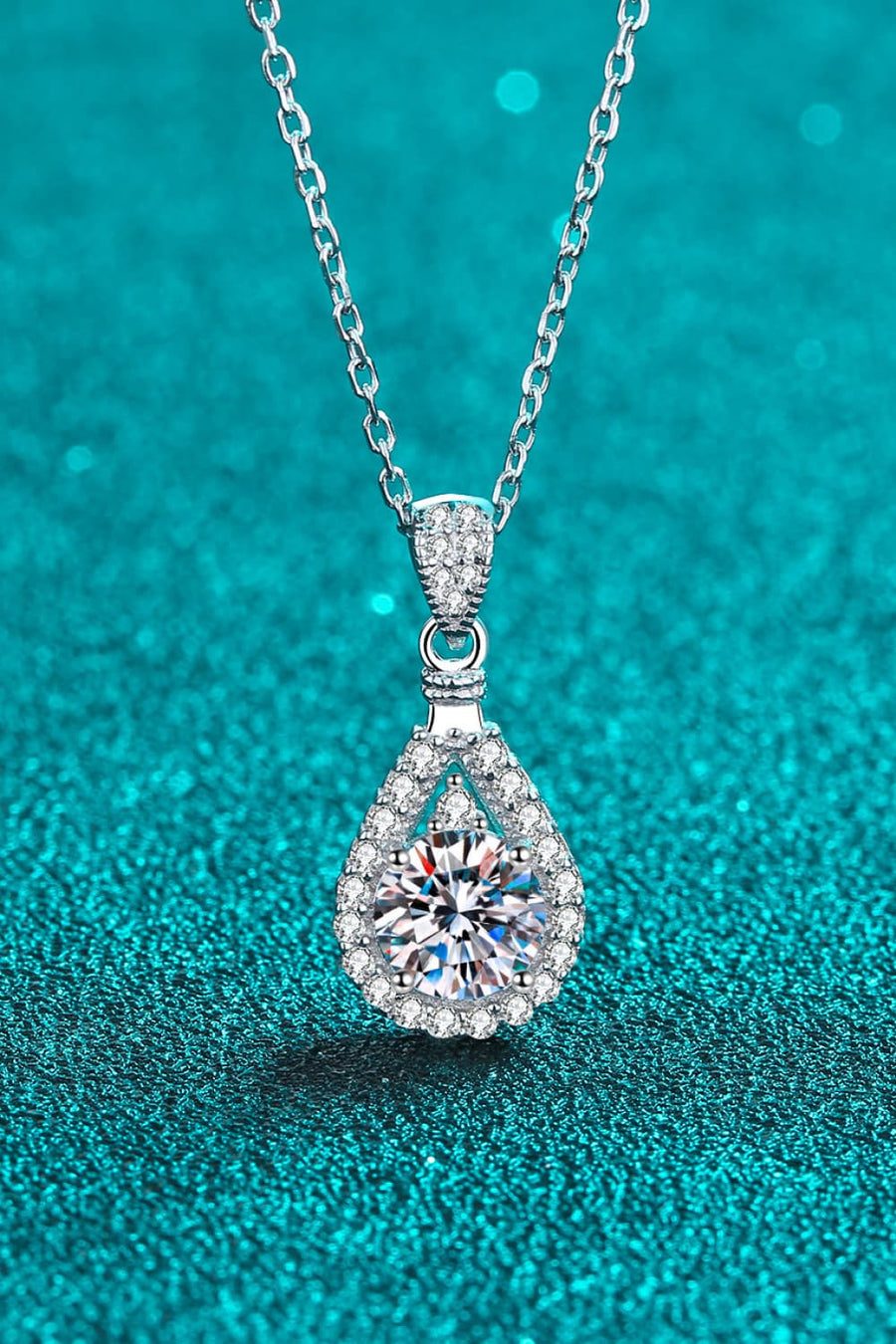 Shining Tear 2 Carat Moissanite Teardrop Pendant 925 Sterling Silver Necklace