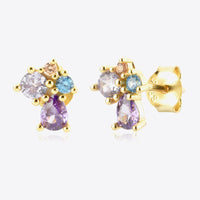 Multicolored Zircon 925 Sterling Silver Stud Earrings