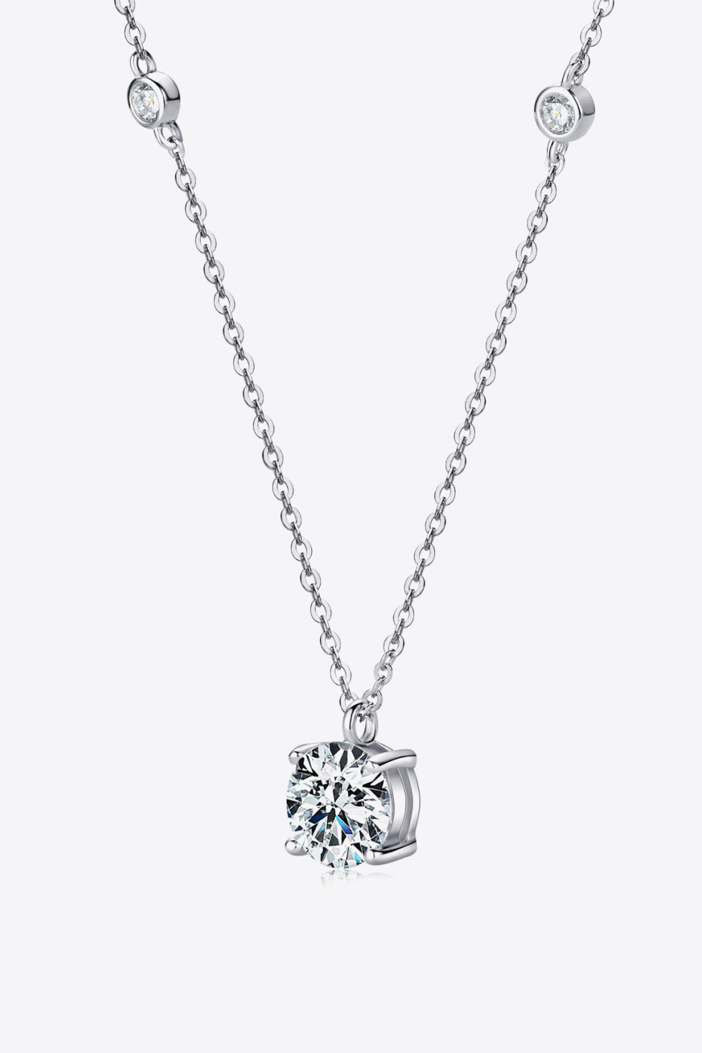 Minnie 2 Carat Moissanite 4-Prong 925 Sterling Silver Necklace