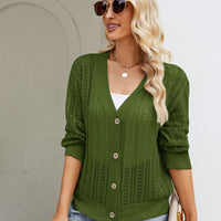 Easy Breezy Button Down Ribbed Trim Cardigan