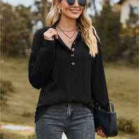 Collared Neck Long Sleeve Blouse