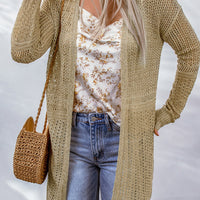 Openwork Dropped Shoulder Open Front Cardigan