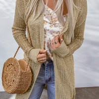 Openwork Dropped Shoulder Open Front Cardigan