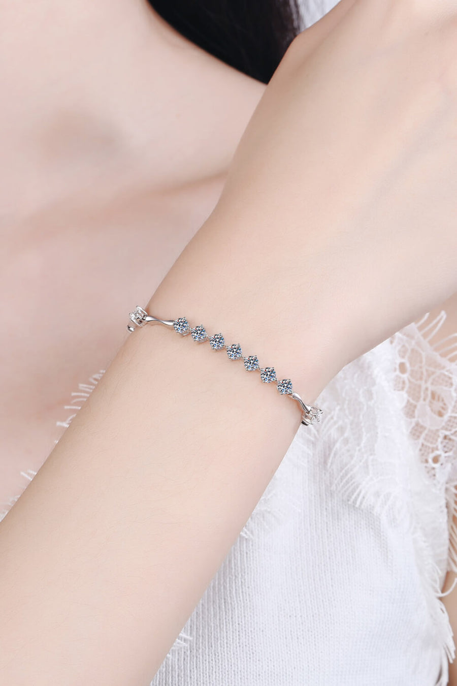 Seven Blessings Moissanite 925 Sterling Silver Bracelet