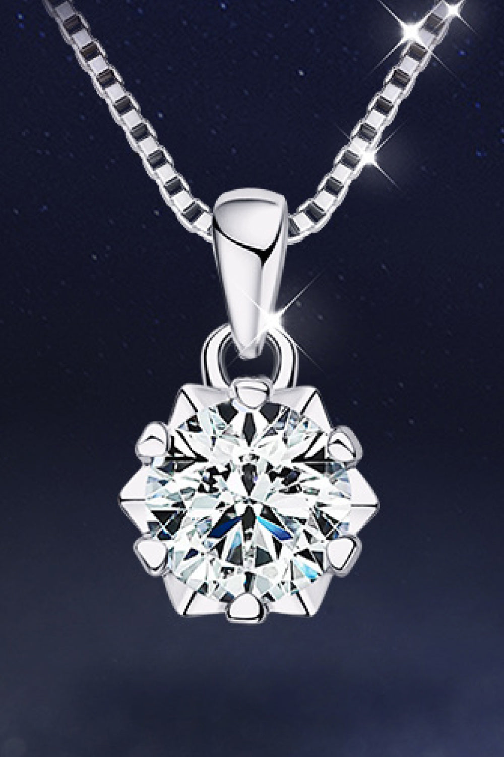 Sweet as a Snowflake 1 Carat Moissanite Pendant Platinum-Plated Necklace