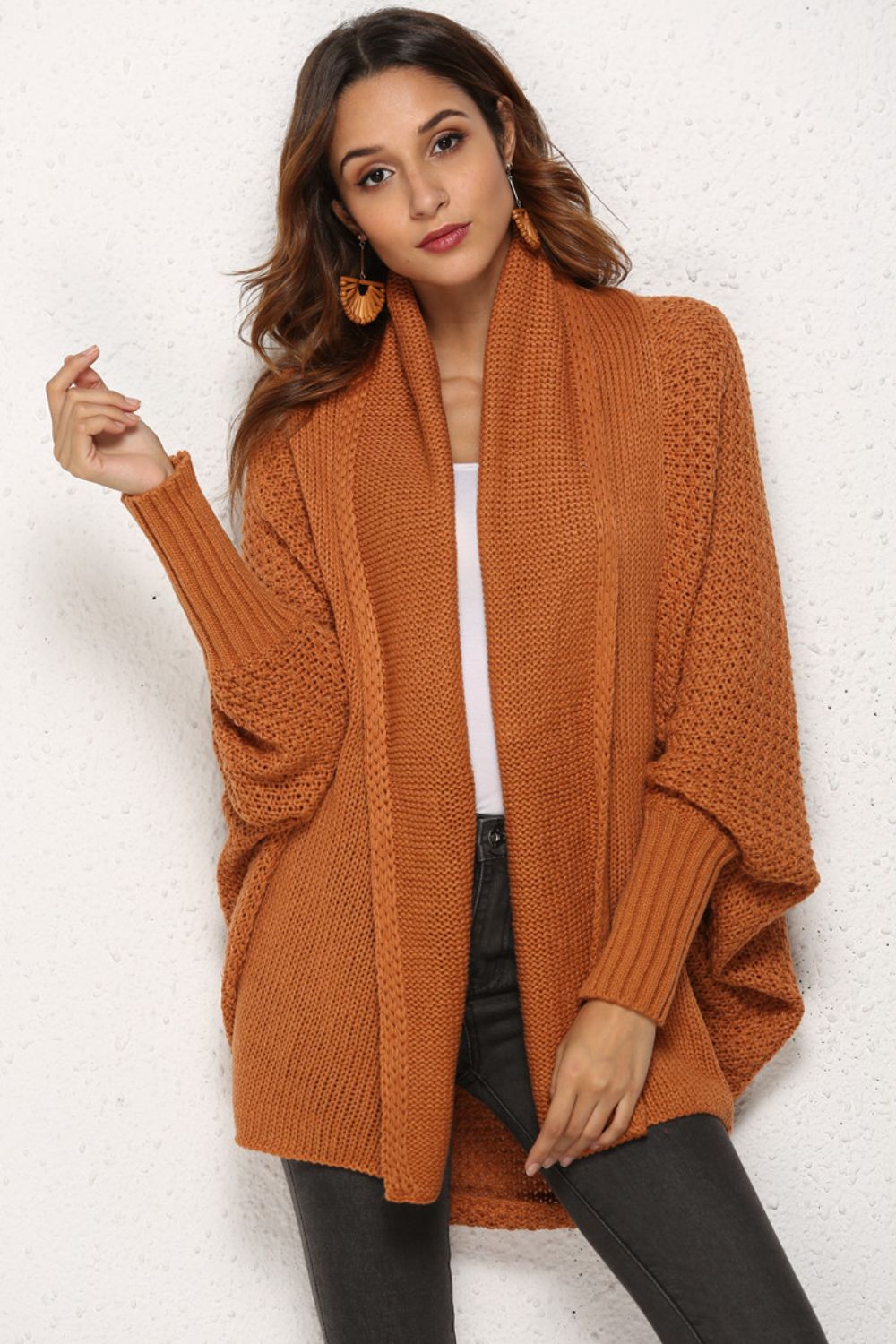 Spread Your Wings And Fly Open Front Dolman Sleeve Longline Cardigan